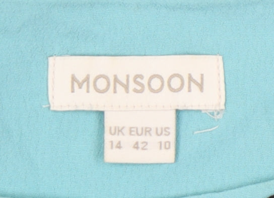 Monsoon Women's Blue Black A-Line Dress Size 14