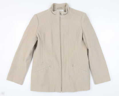 Klass Women’s Beige Wool Blend Mid-Length Coat - Size 14