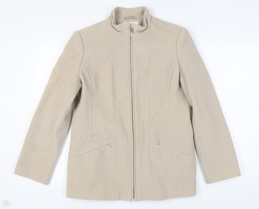 Klass Women’s Beige Wool Blend Mid-Length Coat - Size 14