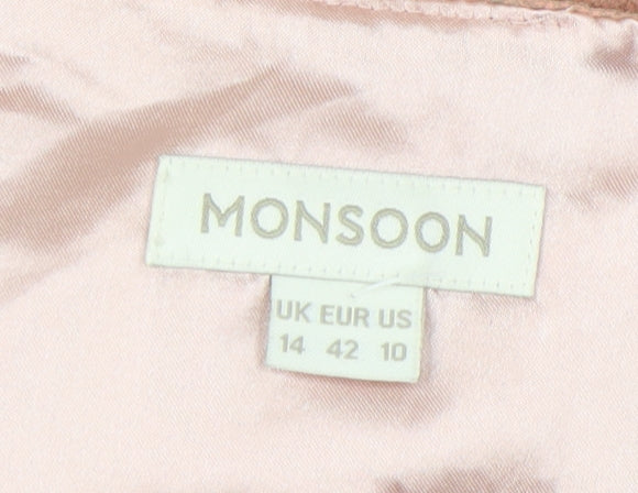 Monsoon Women's Pink Sleeveless Blouson Dress Size 14