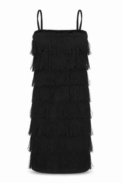 Smiffys Women's Black Fringe Fancy Dress Party Dress Size S