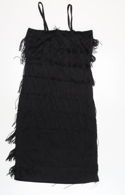 Smiffys Women's Black Fringe Fancy Dress Party Dress Size S