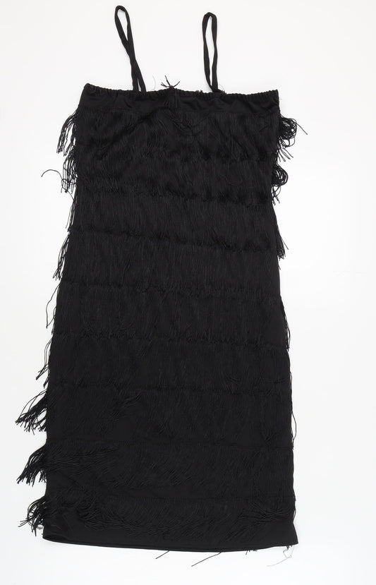Smiffys Women's Black Fringe Fancy Dress Party Dress Size S