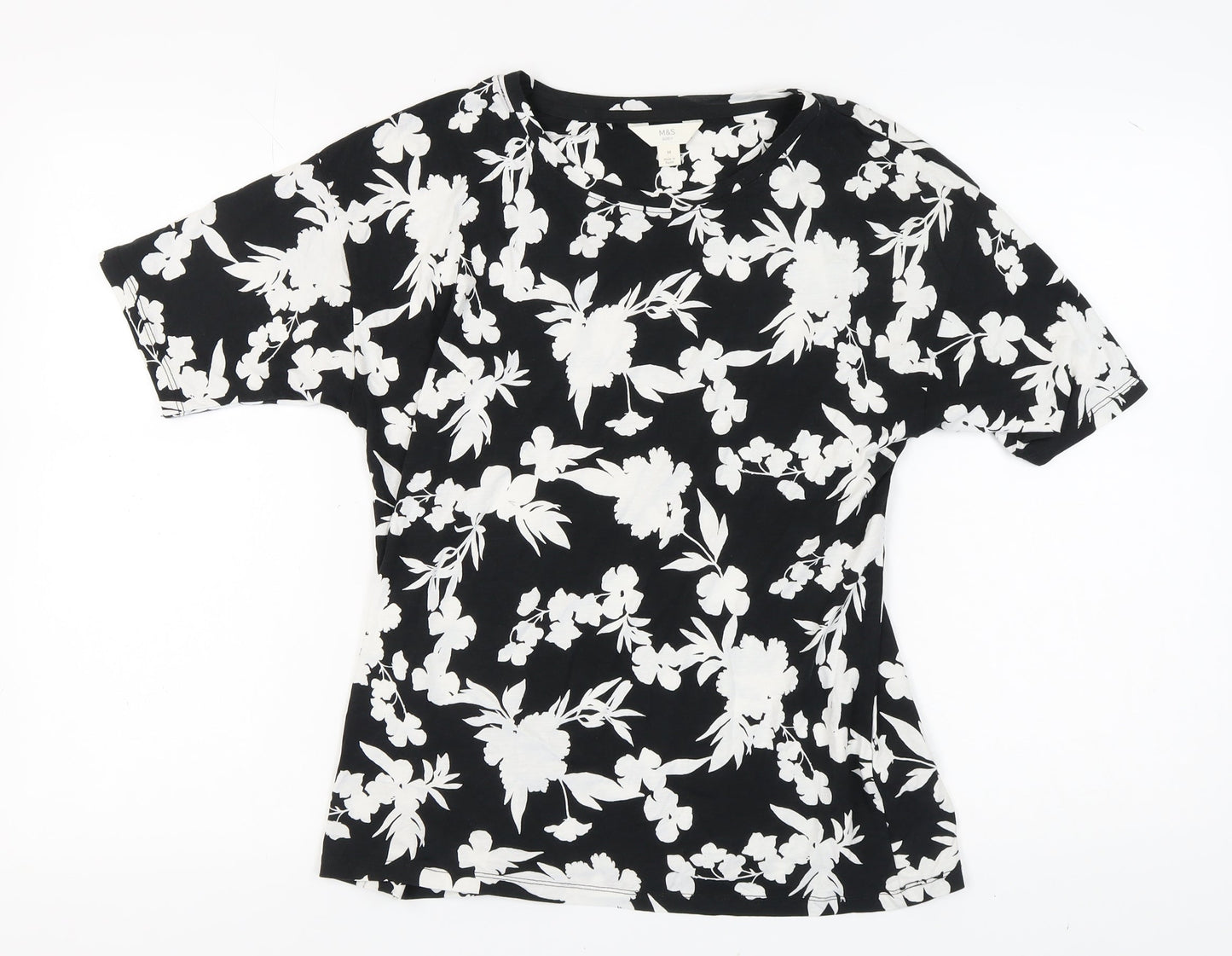 Womens UK Size M Marks and Spencer Black Basic T-Shirt