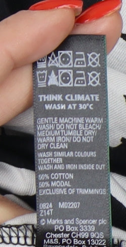 Womens UK Size M Marks and Spencer Black Basic T-Shirt
