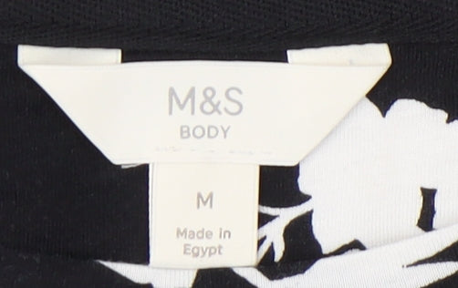 Womens UK Size M Marks and Spencer Black Basic T-Shirt