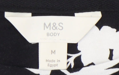 Womens UK Size M Marks and Spencer Black Basic T-Shirt