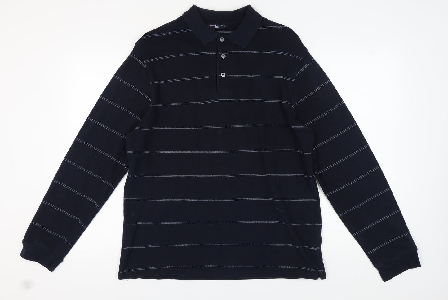 Marks and Spencer Blue Striped Men's Polo, Large