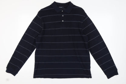 Marks and Spencer Blue Striped Men's Polo, Large
