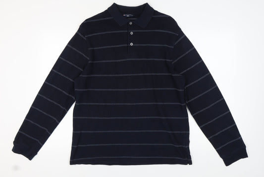 Marks and Spencer Blue Striped Men's Polo, Large