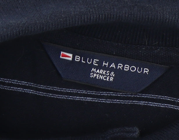 Marks and Spencer Blue Striped Men's Polo, Large