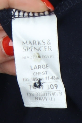 Marks and Spencer Blue Striped Men's Polo, Large