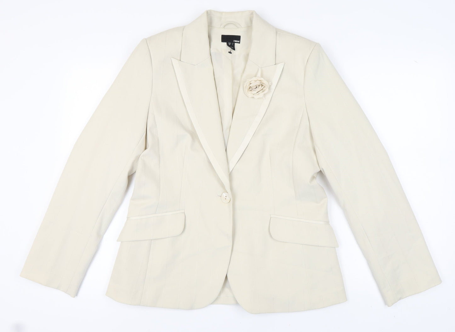 H&M Women's Beige Blazer, Size 16, Lined, Excellent