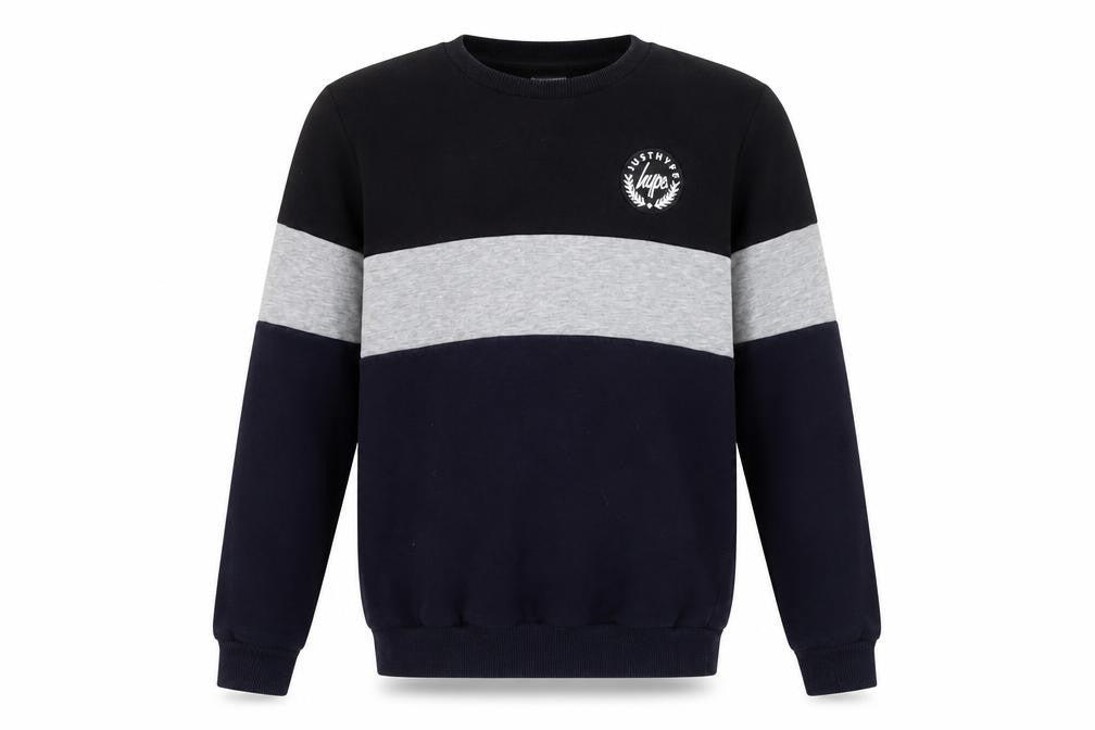 Front view of Hype boys’ colourblock sweatshirt 14 years pullover