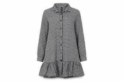 New Collection Black Check Shirt Dress Women S
