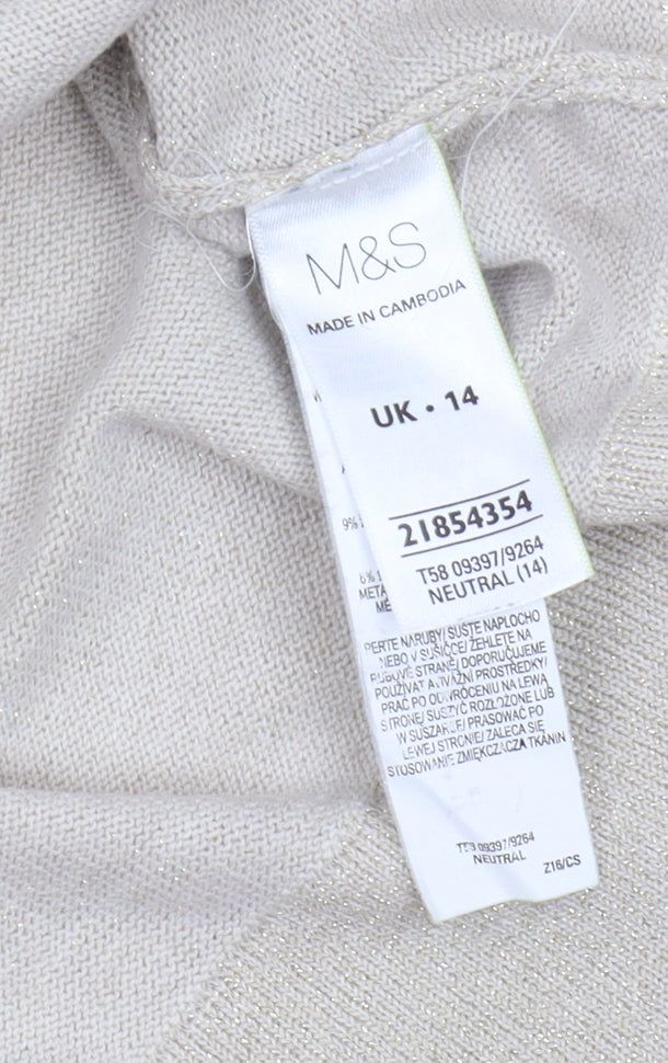 Womens UK Size 14 Marks and Spencer Beige Pullover Jumper