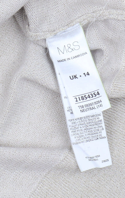 Womens UK Size 14 Marks and Spencer Beige Pullover Jumper