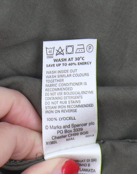 Womens UK Size 16 Marks and Spencer Green Basic Button-Up