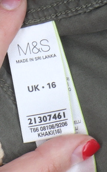 Womens UK Size 16 Marks and Spencer Green Basic Button-Up