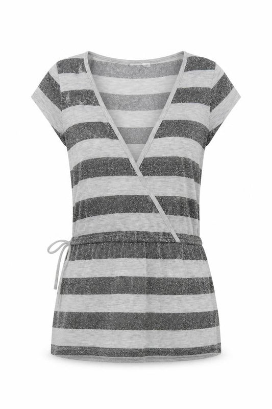 Womens UK Size 6 H&M Grey Wrap T-Shirt