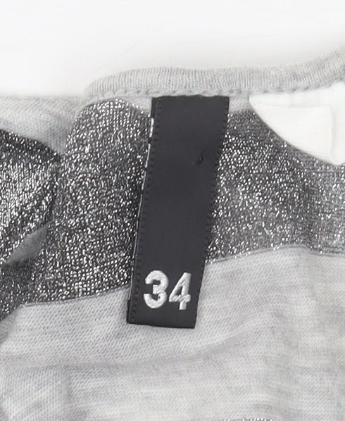 Womens UK Size 6 H&M Grey Wrap T-Shirt
