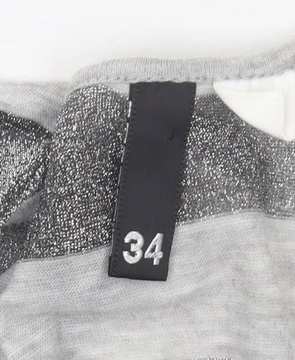 Womens UK Size 6 H&M Grey Wrap T-Shirt
