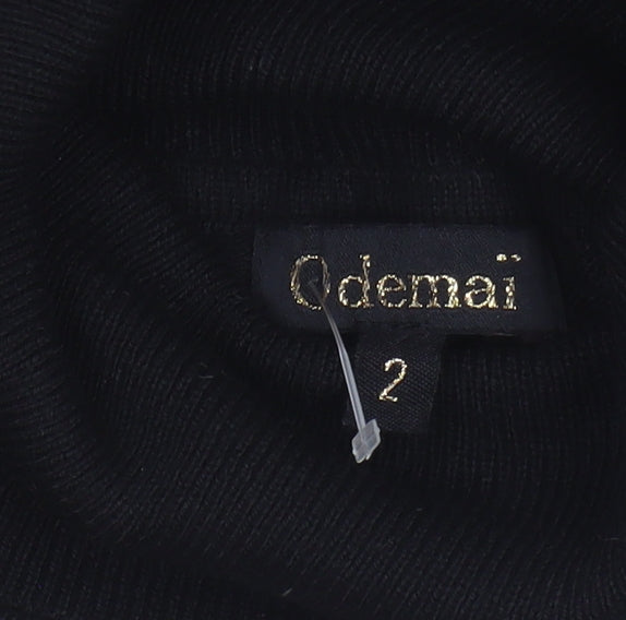 Odemai Women's Black Cape Roll Neck Jumper Size 2