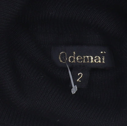 Odemai Women's Black Cape Roll Neck Jumper Size 2