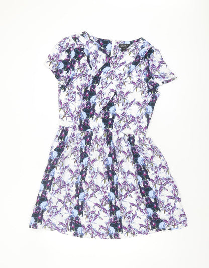 Topshop Women's Multicoloured Floral A-Line Dress Size 12