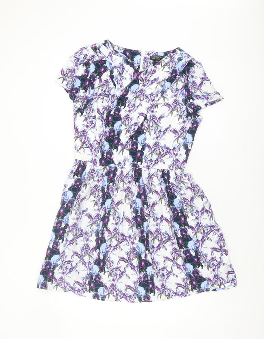 Topshop Women's Multicoloured Floral A-Line Dress Size 12