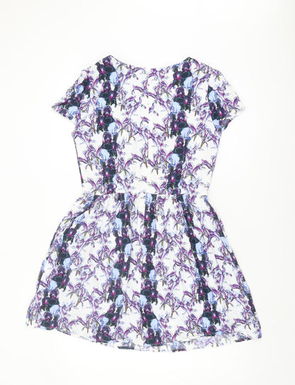 Topshop Women's Multicoloured Floral A-Line Dress Size 12