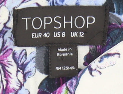 Topshop Women's Multicoloured Floral A-Line Dress Size 12