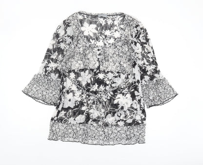 Per Una Women's Black Floral Lace Blouse Size 14