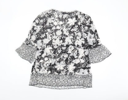 Per Una Women's Black Floral Lace Blouse Size 14
