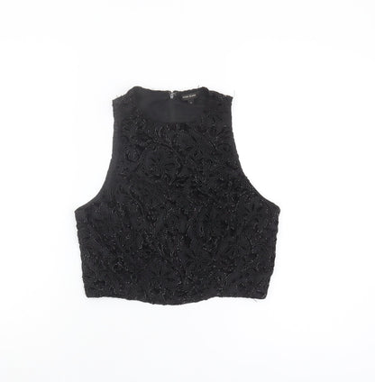 Womens UK Size 8 River Island Black Cropped Blouse