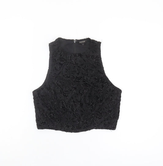 Womens UK Size 8 River Island Black Cropped Blouse