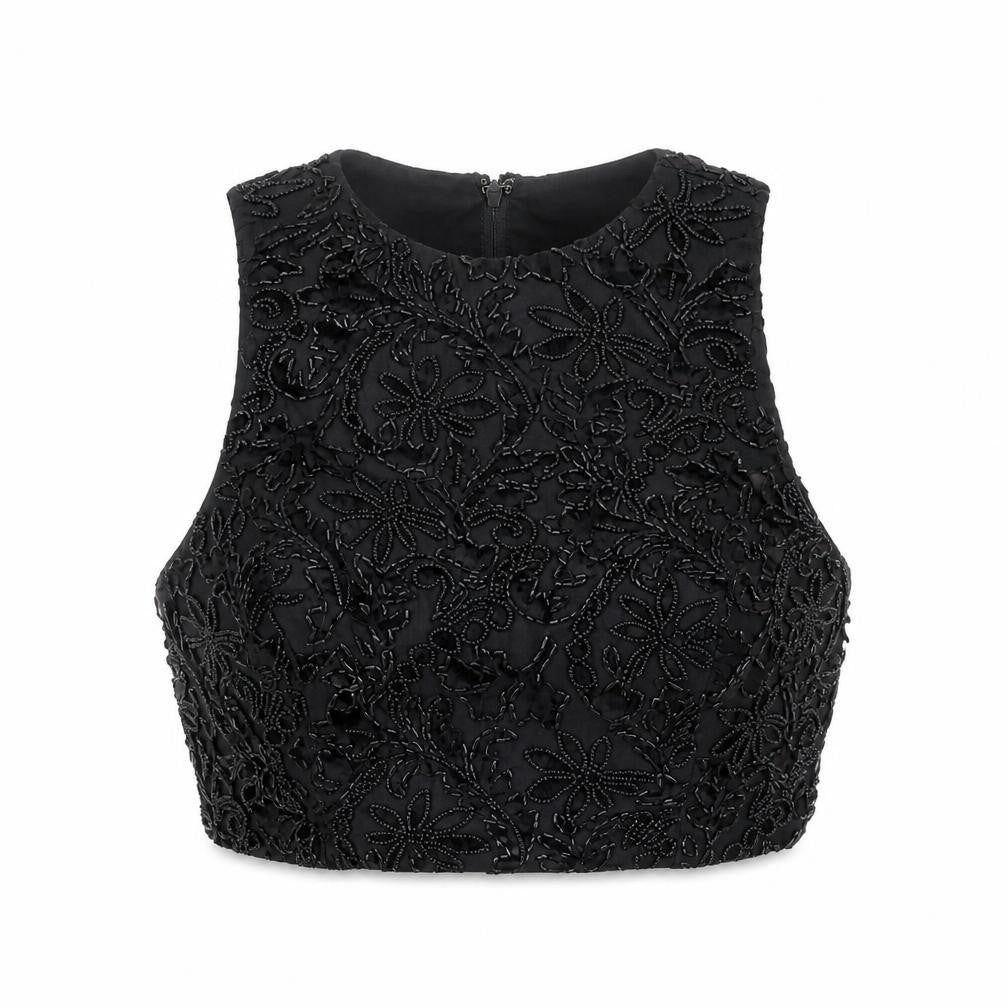 Womens UK Size 8 River Island Black Cropped Blouse