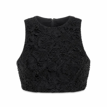 Womens UK Size 8 River Island Black Cropped Blouse