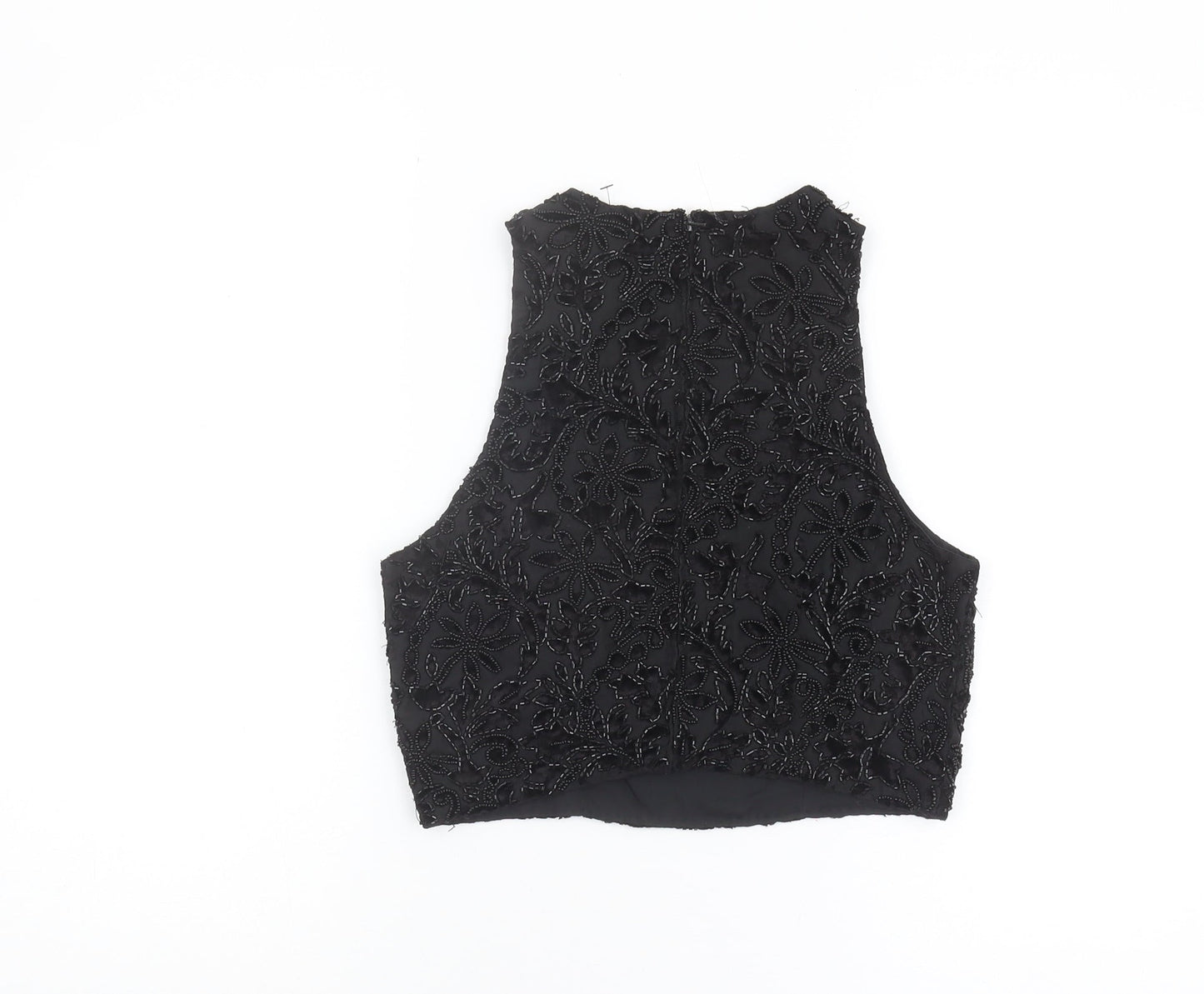 Womens UK Size 8 River Island Black Cropped Blouse