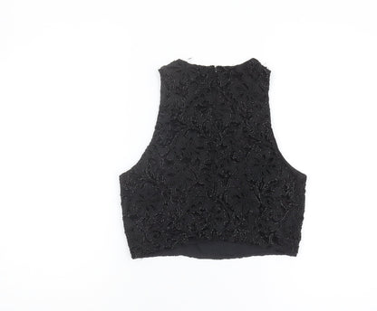 Womens UK Size 8 River Island Black Cropped Blouse