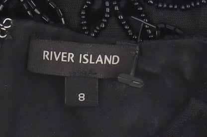 Womens UK Size 8 River Island Black Cropped Blouse