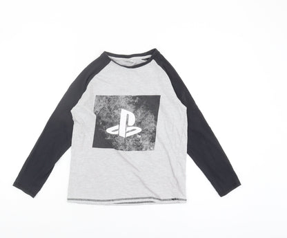 George Boys PlayStation Grey Graphic Long Sleeve T-Shirt 9-10Y