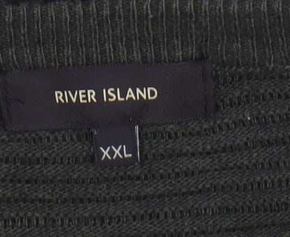 River Island Men's XXL Green Crew Neck Pullover Jumper