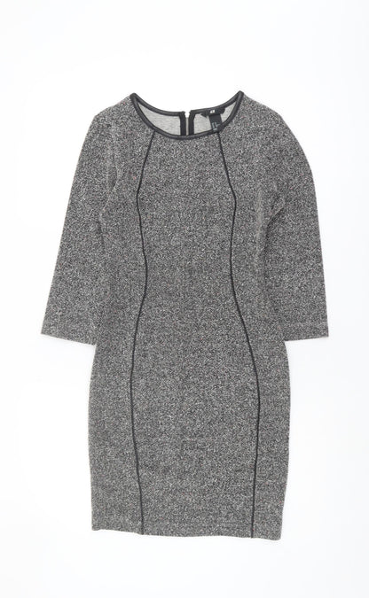 H&M Women's Grey Sheath Dress XS 3/4 Sleeve