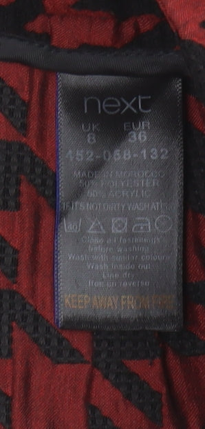 Next Women's Red Geometric Pencil Skirt Size 8