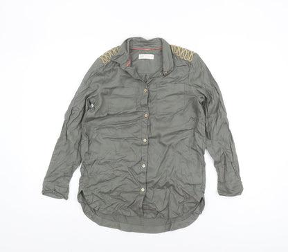 H&M Girls Green Button-Up Shirt, Size 11-12 Years