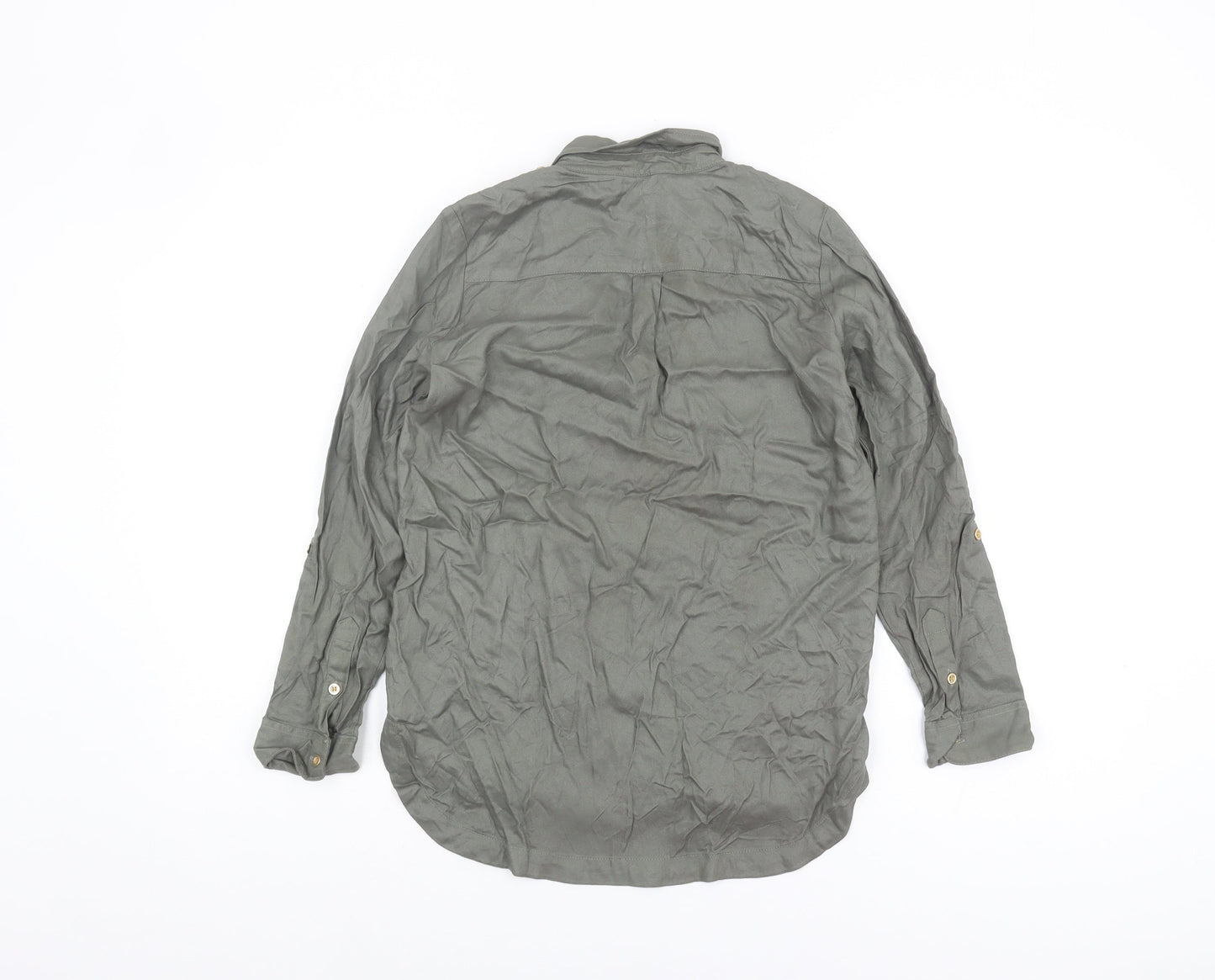 H&M Girls Green Button-Up Shirt, Size 11-12 Years