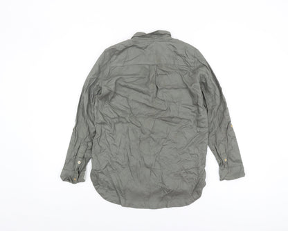 H&M Girls Green Button-Up Shirt, Size 11-12 Years