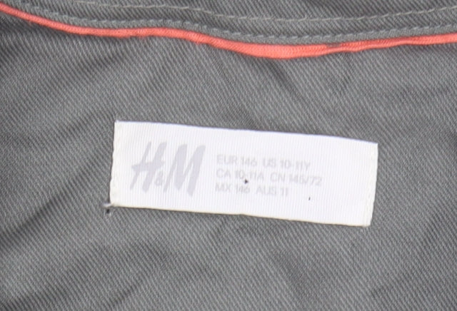 H&M Girls Green Button-Up Shirt, Size 11-12 Years