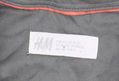 H&M Girls Green Button-Up Shirt, Size 11-12 Years